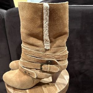 Shearling Nine West Strappy Boot - Size 8